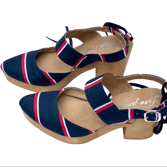 Free People 9 Sandals Clogs Heels Lace up Monaco Boho Festival 4th Nautical 70s - Picture 3 of 15